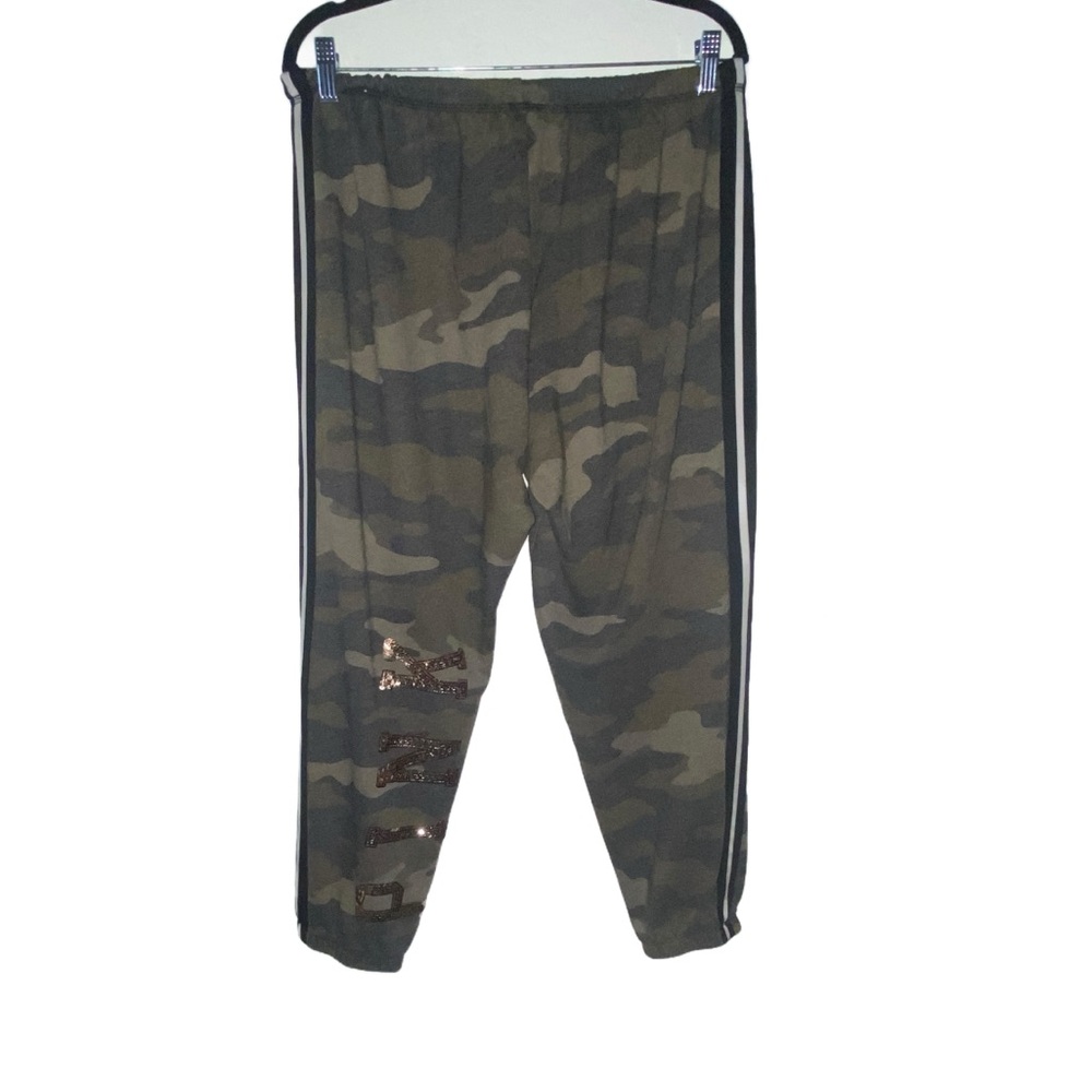 VICTORIA'S SECRET PINK Gold Bling Sequin Classic Sweatpant Green Camo L - Picture 4 of 9